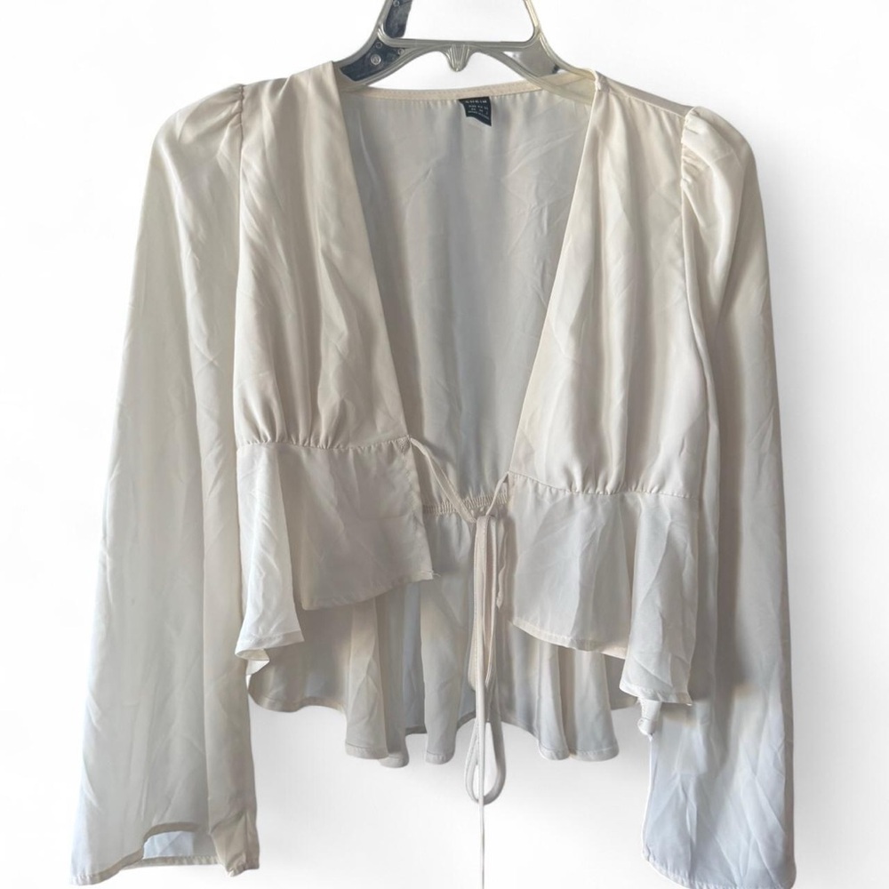 Cream Flare Sleeve Blouse